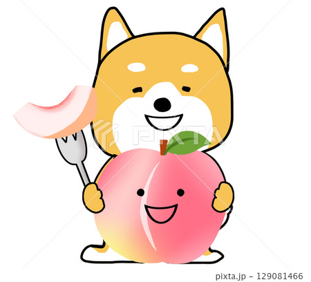 美味しそうな桃を持ってうれしそうなしばいぬ 美味しそうな桃を持ってうれしそうなしばいぬ 129081466