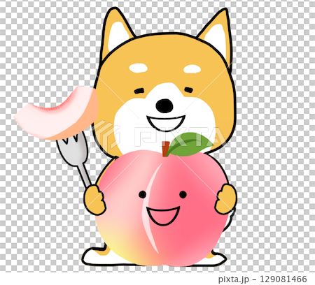 美味しそうな桃を持ってうれしそうなしばいぬ 美味しそうな桃を持ってうれしそうなしばいぬ 129081466