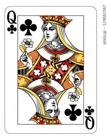 Queen of Clubs Design from Deck of Playing Cards Queen of Clubs Design from Deck of Playing Cards 129081567