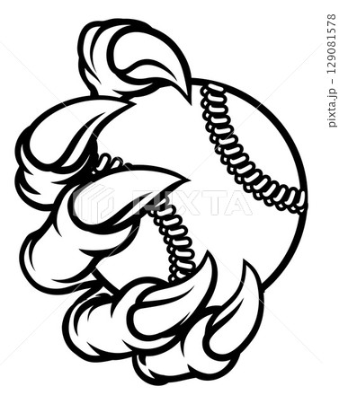 Baseball Ball Claw Cartoon Monster Animal Hand 129081578