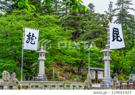 山形 上杉神社　軍旗の翻る参道 129081925
