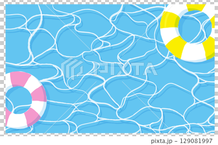 夏の海に浮かぶ浮き輪 129081997