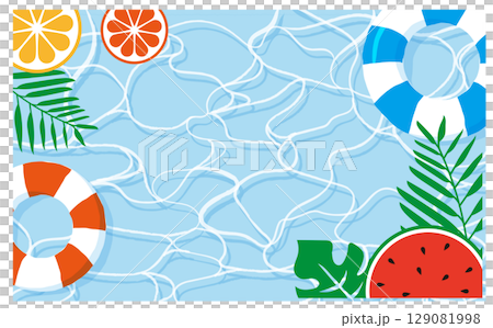 夏季海熱帶魚和波浪插畫背景素材 129081998