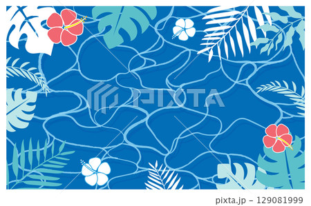 トロピカルな植物の背景素材夏の水遊び背景イラスト素材 129081999