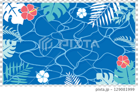 トロピカルな植物の背景素材夏の水遊び背景イラスト素材 129081999