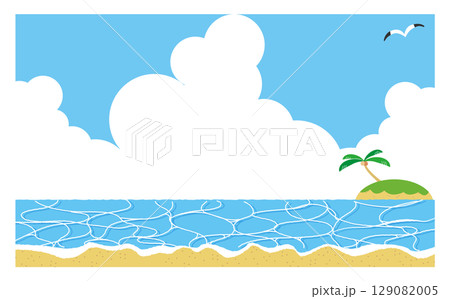 夏の海と砂浜 129082005