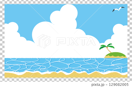 夏の海と砂浜 129082005