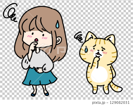 A troubled woman and her cat A troubled woman and her cat 129082031