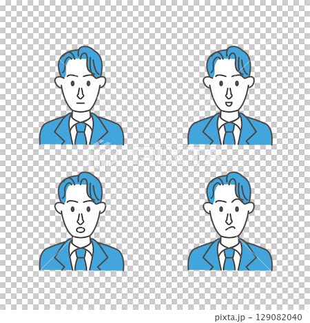 Young men in suits - 4 facial expressions Young men in suits - 4 facial expressions 129082040