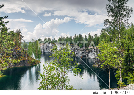 Landscape of the mountain park Ruskeala in the Republic of Karelia Landscape of the mountain park Ruskeala in the Republic of Karelia 129082375