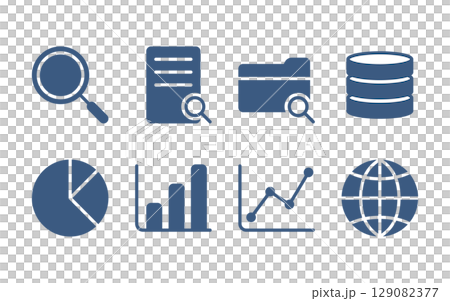 データ分析アイコンセット(検索・グラフ・統計・データベースなど)/フラット データ分析アイコンセット(検索・グラフ・統計・データベースなど)/フラット 129082377