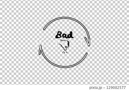 Vicious cycle hand-drawn icon (bad sign, clockwise, black) 129082577