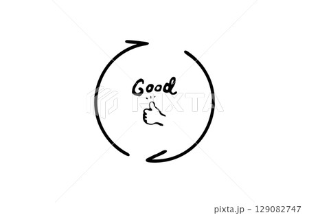 好循環の手描きアイコン（グッドサイン・右回り・黒） 129082747