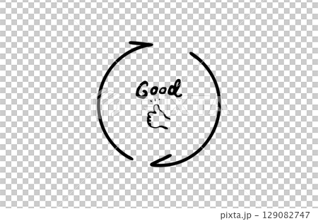 好循環の手描きアイコン（グッドサイン・右回り・黒） 129082747