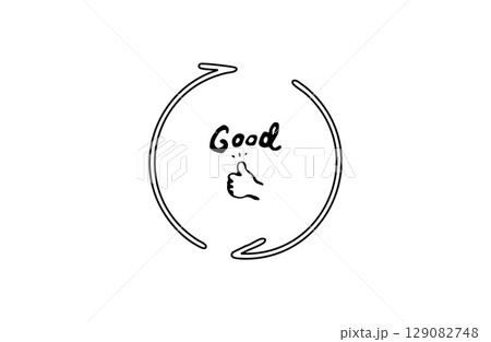 好循環の手描きアイコン（グッドサイン・右回り・黒） 129082748