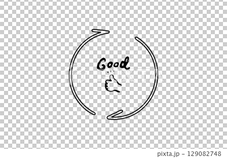 好循環の手描きアイコン（グッドサイン・右回り・黒） 129082748