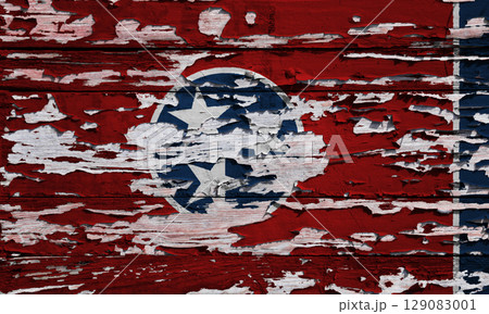 Flag of Tennessee painted on a board Flag of Tennessee painted on a board 129083001