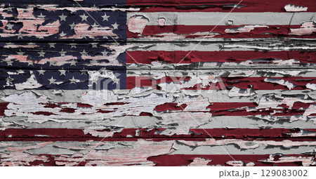 Flag of the USA painted on a board 129083002