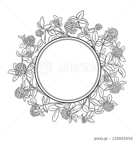 Clover Branch Outline Round Frame. 129083058