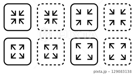 サイズ拡大縮小のアイコンイラストセット サイズ拡大縮小のアイコンイラストセット 129083138