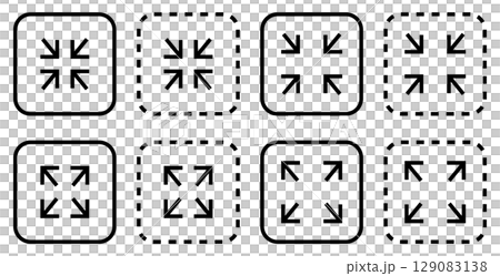 サイズ拡大縮小のアイコンイラストセット サイズ拡大縮小のアイコンイラストセット 129083138