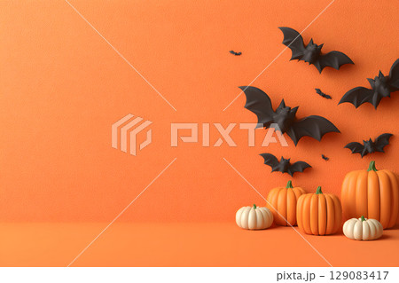 Clean Halloween background with spooky shadows and open space, perfect for design templates, ads, or social posts. 129083417