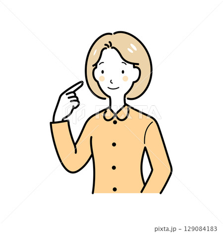 自分を指さす女性 129084183