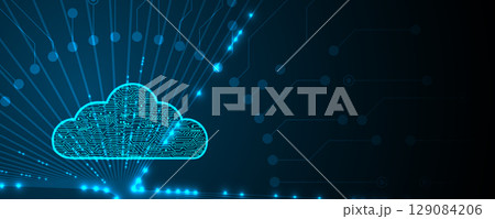Cloud futuristic concept technology background and network security 129084206