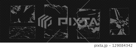 Worn paper texture frames on transparent bg 129084342