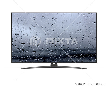 Smart tv with water drops on screen 129084396