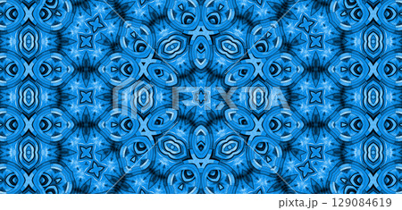 Blue background with abstract kaleidoscopic pattern 129084619