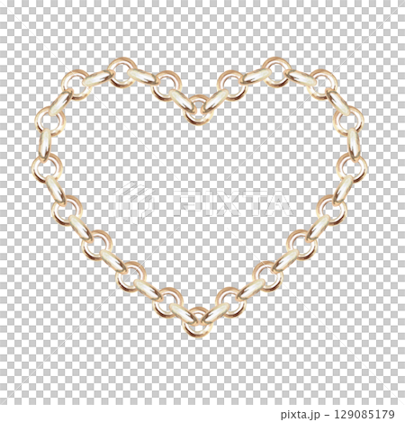 Heart Shaped Round Link Chain. Isolated Watercolor Illustration for Wedding Design, Valentine's Day Cards, Jewelry Blogs, Fabric Printing and Posters. Heart Shaped Round Link Chain. Isolated Watercolor Illustration for Wedding Design, Valentine's Day Cards, Jewelry Blogs, Fabric Printing and Posters. 129085179