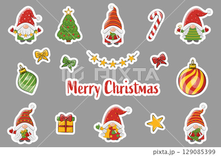 cute festive christmas sticker set 129085399