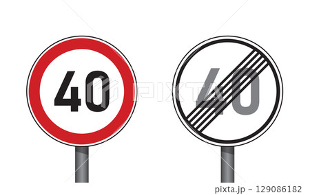 traffic signs set speed limit 40 isolated vector illustration traffic signs set speed limit 40 isolated vector illustration 129086182