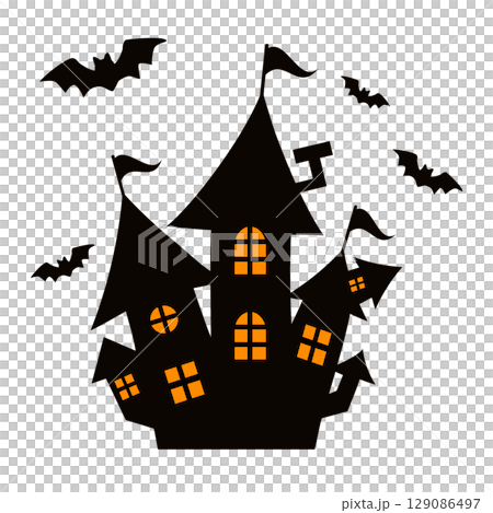 ハロウィン　古城　イラスト 129086497