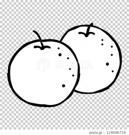 Illustration of two pears (black and white) 129086718