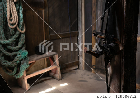 the hold of an wooden ship with cargo for the captain the hold of an wooden ship with cargo for the captain 129086812