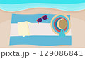 Summer Beach Relaxation - Minimalist Flat Design Illustration with Sunglasses and Hat 129086841
