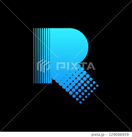 Letter R tech with dot and digital creative logo Letter R tech with dot and digital creative logo 129086939