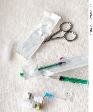 Shot of the syringes and medicine prepared for injection Shot of the syringes and medicine prepared for injection 129086977