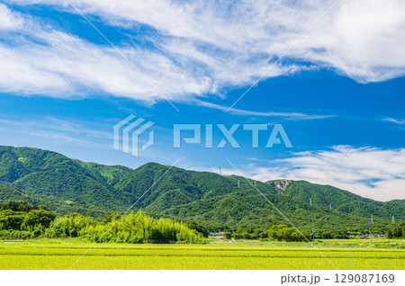 マキノ町の田園からの赤坂山方面の景観　滋賀県高島市 129087169