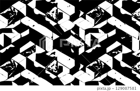 Grunge detailed intertwined texture, threads, lines, wire, veins, monochrome. Grunge old detailed black and white, gray texture. Vector background 129087581