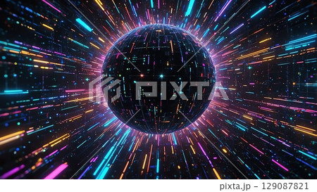 デジタルネットワークスタート地点光の速さイメージCG デジタルネットワークスタート地点光の速さイメージCG 129087821