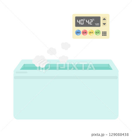 給湯器のリモコンと浴槽　イラスト 129088438