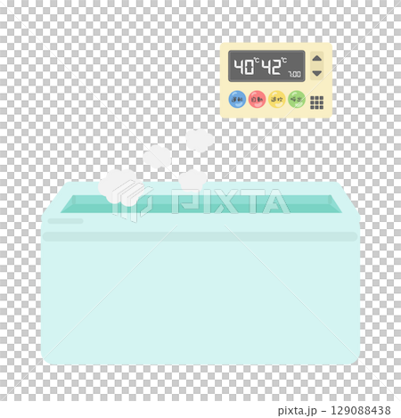 給湯器のリモコンと浴槽　イラスト 129088438