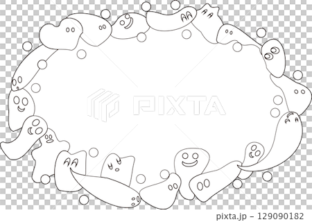 白色幽靈圓形框架,白色背景,可愛,透明外背景,純白色 白色幽靈圓形框架,白色背景,可愛,透明外背景,純白色 129090182