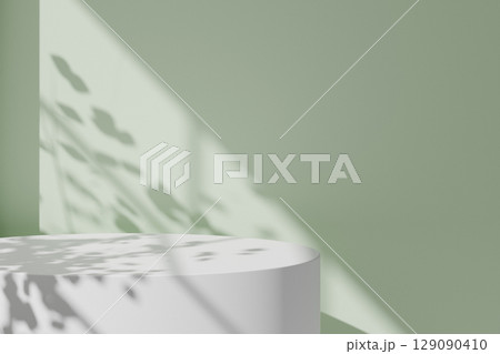 A podium backdrop with natural shadows that can be used in a variety of designs. 3D rendering. 129090410