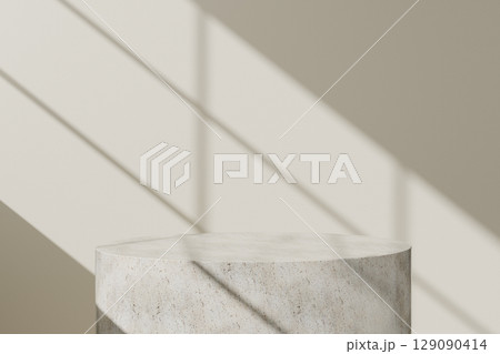 A podium backdrop with natural shadows that can be used in a variety of designs. 3D rendering. A podium backdrop with natural shadows that can be used in a variety of designs. 3D rendering. 129090414