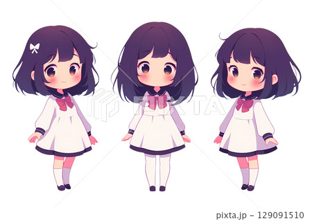 制服を着たかわいい女の子のイラスト 129091510