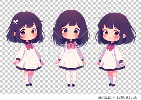 制服を着たかわいい女の子のイラスト 129091510